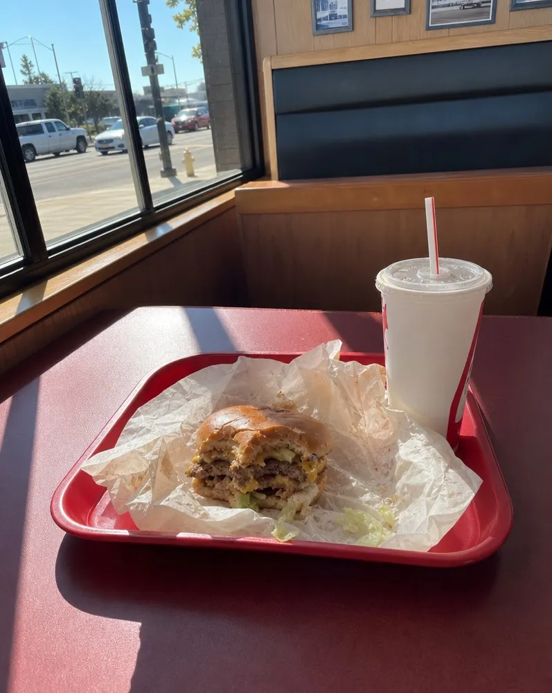 A tray on a window booth table in the afternoon sun